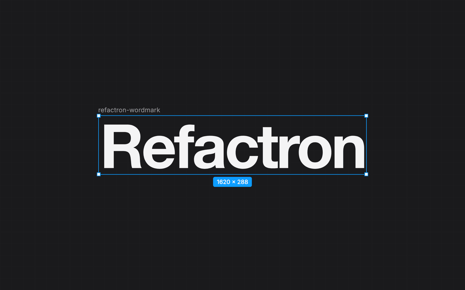 The old Refactron wordmark selected in a design tool.